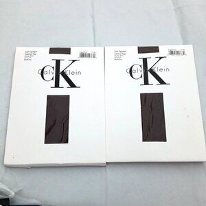 NEW Calvin Klein Lot Soft Opaque CONTROL TOP Pantyhose Hickory SIZE 2 #801 RARE